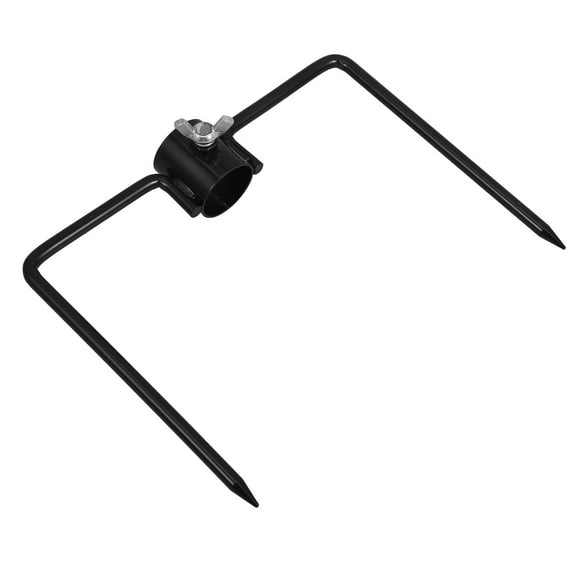 LULULION Multifunctional Black Iron Shepherds Hook Base Flagpole Holder for Garden