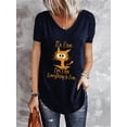 thumbnail image 1 of Camiseta informal de manga corta para mujer, Jersey holgado y cómodo con cuello en V, Camisetas estampadas con letras, moda de verano, novedad de 2022, 1 of 4