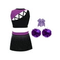 thumbnail image 2 of Hansber Kids Girls Cheerleading Dance Outfits 4 Piece Sleeveless Tank Top with Skirt Cheer Uniform Dress Suit Purple 12, 2 of 4