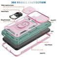 thumbnail image 3 of Galaxy S22 Ultra Case,Dteck Shockproof Rubber Slide Camera Lens Protection Hybrid PC Ring Holder Kickstand Card Slot Design Cover For Samsung Galaxy S22 Ultra 5G,Pink+Green, 3 of 9