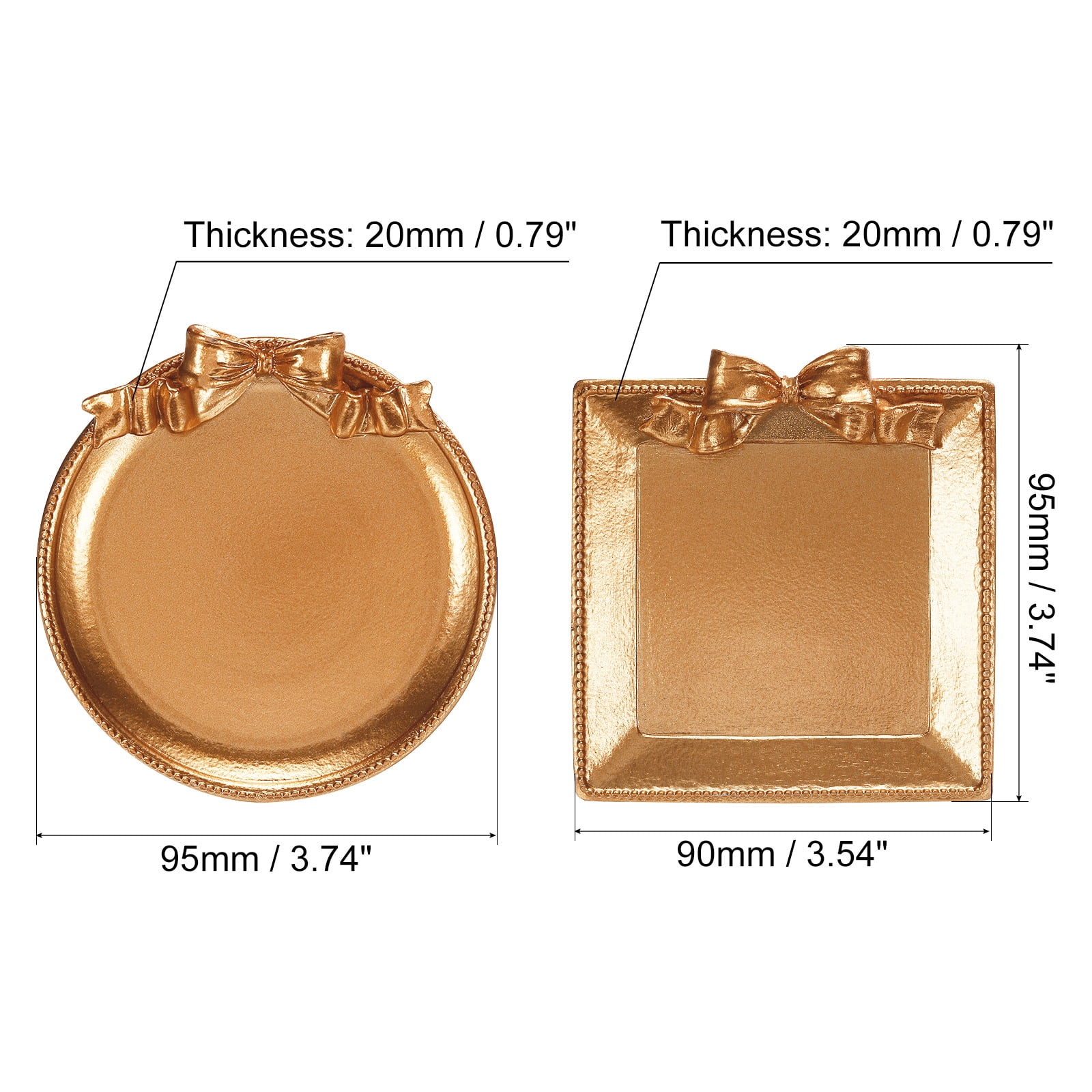 Unique Bargains Vintage Decorative Storage Tray Resin Bow-Knot Dish Organizer Rose Gold
