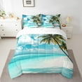 thumbnail image 2 of Erosebridal Hawaii Beach Bedding Twin Size, Sea Wave Palm Tree Comforter Sets with Sheets Breathable 7pcs, 2 of 4