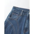 thumbnail image 5 of Womens Light Wash Denim Midi Skirt With Pockets A-Line Flare Style, 5 of 24