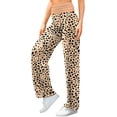 thumbnail image 6 of Lovzfmll Women's Wide Leg Pants, Printed Elastic Waist, Active Casual Full Length Pants Brown, S, 6 of 9