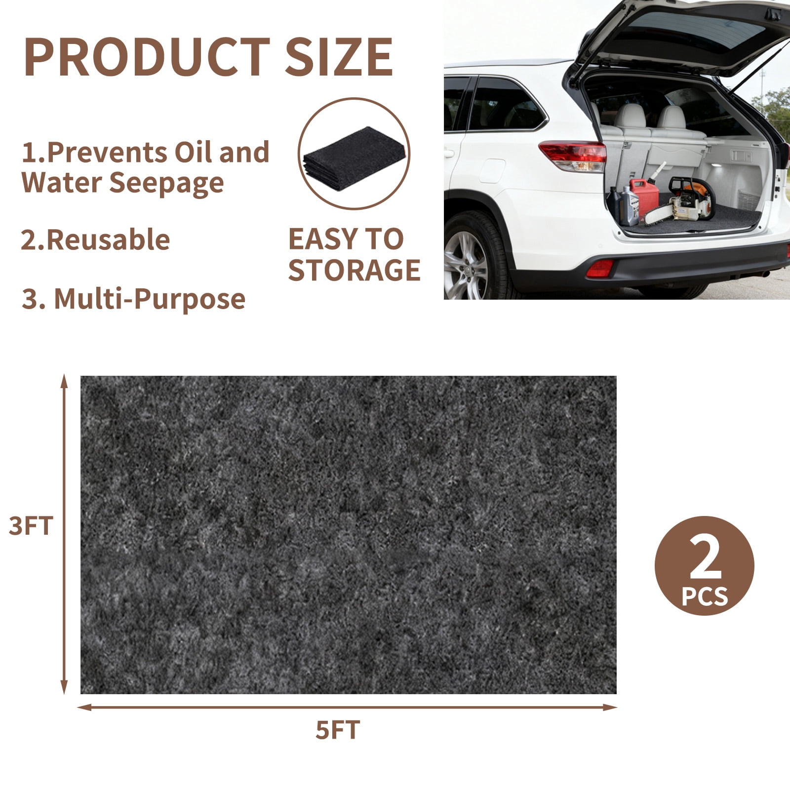 2PCS 36" x 60" Oil Spill Mat, Dog Seat Cover, Garage Floor Mat for Under Car,Highly Absorbent Maintenance Mat Protects Vehicle Interior