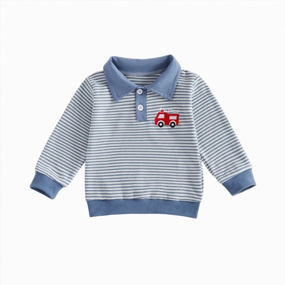 WUANDIXFA Toddler Boys Long Sleeve Shirts Soft Crewneck Graphic Tees Tops Kids Layered T-Shirts Boy Long Sleeve Shirt,Blue,18-24 Months