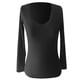thumbnail image 3 of MHFRRA Camiseta de Manga Larga Acanalada, Ajustada, con Cuello En V, Informal, Elástica, Suave y Cómoda, Básica para Uso Diario Gris Oscuro, 3 of 4