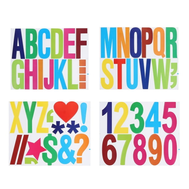 Kit de Letras y Números de 4 Pulgadas, 8 Hojas de Calcomanías de Alfabeto Autoadhesivas, Calcomanía de Número Colorido