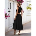 thumbnail image 5 of Women'S Casual Smock Layered Tiered Skirt High Waisted A Line Flowy Long Skirts with Pockets Black L, 5 of 8