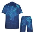 thumbnail image 4 of BiZtdJrK Big and Tall Sport Set Men's Summer Short Sleeve Shirts Matching Casual Drawstring Shorts with Pockets 2 Piece Sets Novelty Map Print Jogger Tracksuits Best Sales Today Dark Blue 5XL, 4 of 5