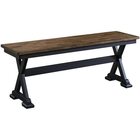 Bowery Hill Transitional Solid Wood Dining Bench in Chickory and Black