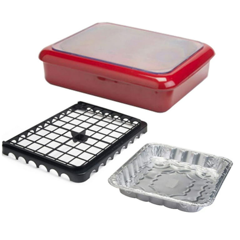 Alexsix 2 in 1 Healthy Tin Foil Pan Casserole Carrier Container for Indoor  Outdoor Use(Red) 