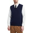 thumbnail image 3 of Spring and Autumn New Men's V-neck Knitted Sweater Vest Solid Color Vest Sleeveless Pullover, 3 of 5