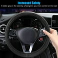 thumbnail image 3 of Leather Car Steering Wheel Cover, 15inch Steering Wheel Cover, Universal Auto Anti-Slip Breathable Odor-Free Steering Wheel Covers for Cars Trucks Vans SUVs, Black, 3 of 9