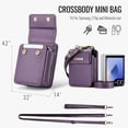thumbnail image 3 of Dteck Mini Bag for Samsung Galaxy Z Flip 6/5/4/3, Crossbody Wallet with RFID Blocking Card Holder for Motorola Razr 2024, Universal Earphone Bag for AirPods / Galaxy Buds 3 Pro,Purple, 3 of 8