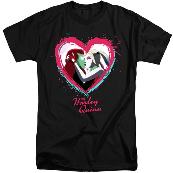 Harley Quinn Animated Series Harley Ivy Kiss Unisex Adult Tall T Shirt (3X-Large) Black