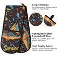 thumbnail image 2 of Yayeee Double Oven Mitt Kitchen Heat Resistant Baking 35" x7" Quilted Glove, Black Sardines Pattern, 2 of 6