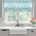 thumbnail image 4 of Teal Summer Coastal Balloon Curtains for Windows, Bedroom Curtains 54 Inch Length, Modern Ocean Waves Starfish Shell Tie Up Curtains Panels Thermal Insulated Bathroom Curtains Window 42"x54", 4 of 8