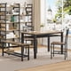 thumbnail image 5 of Yeshouse Juego de mesa y sillas de cocina rústico para 4 personas, mesa de 120 cm con banco, sillas, estante de almacenamiento y estructura de metal, ideal para comedor y apartamento, 5 of 8