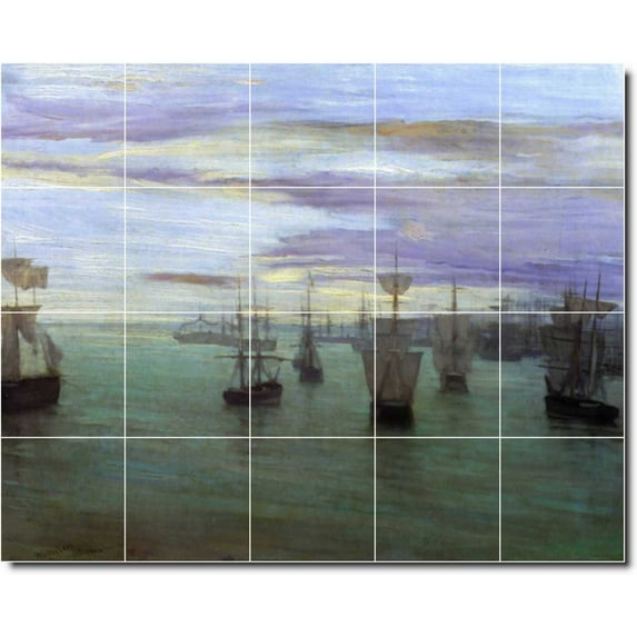 Ceramic Tile Mural-James Whistler Waterfront Painting 261. 40" w x 32" h using (20) 8 x 8 ceramic tiles