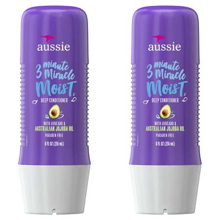 Aussie Miracle Moist with Avocado & Jojoba Oil, Paraben Free 3 Minute Miracle Conditioner, 8.0 fl oz Twin (The Best Conditioner For Dry Hair)