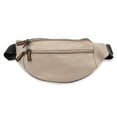 thumbnail image 4 of Beige Leather Fanny Pack - Mens Waist Belt Bag - Womens Purse Hip Pouch Traveler, 4 of 5