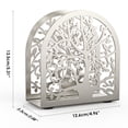 thumbnail image 6 of Housolution Napkin Holder, Tree & Bird Design Metal Freestanding Tissue Dispenser Organizer Iron Tabletop Paper Napkin Holders for Kitchen Home, Silver, 6 of 7