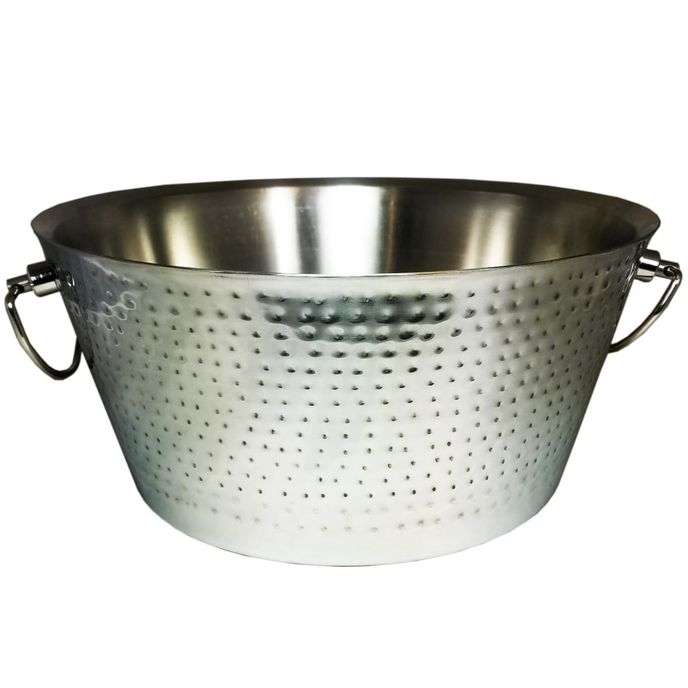 BREKX DoubleWalled Hammered Stainless Steel Party Beverage Tub & Wine