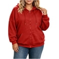 thumbnail image 3 of Tqcoqu Plus Size Women's Zip Up Hoodie, Casual Long Sleeve Drawstring Solid Hooded Sweatshirt Jacket with Pocket, 3 of 10