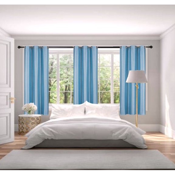 1 Pair Adam Light Blue 63" length Short Panels 100% Blocking Sun Light Privavy Window Curtain Grommets For Bedroom