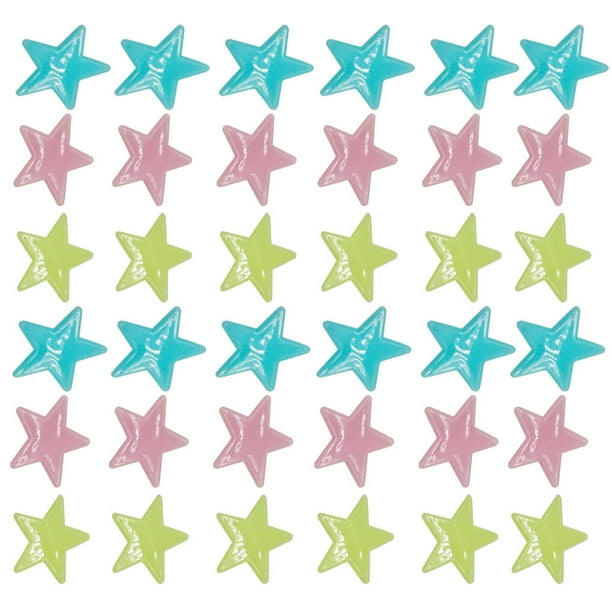 Kearding 100x pegatinas de pared estrellas luminosas Luna planeta calcomanía brillan en la decoración de la habitación oscura Kits de decoración para fiestas color 3 cm 100 piezas
