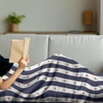 thumbnail image 3 of USA Soft Flannel Fleece Blanket, Happy Fourth of July Famous Day of States with Vertical White Stripes and Stars, Cozy Plush for Indoor and Outdoor Use, 60" x 80", Indigo Red White, by Ambesonne, 3 of 5