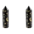 thumbnail image 1 of Pilar con patrón de sol y luna de torre de obsidiana de cristal, 3,54 pulgadas, natural para Reiki, 1 of 6