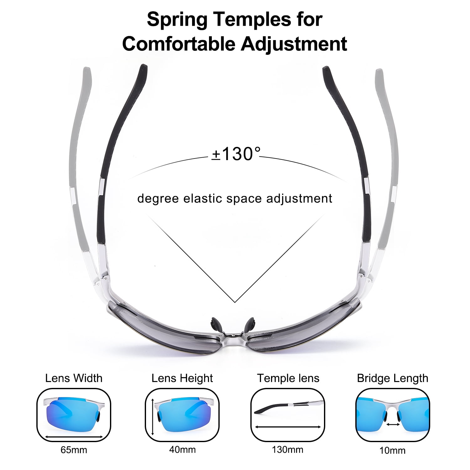 LVIOE Polarized Sunglasses for Men Driving Fishing Cycling, Rectangle Metal Frame HD UV Protection Ultra Light Sports Glasses