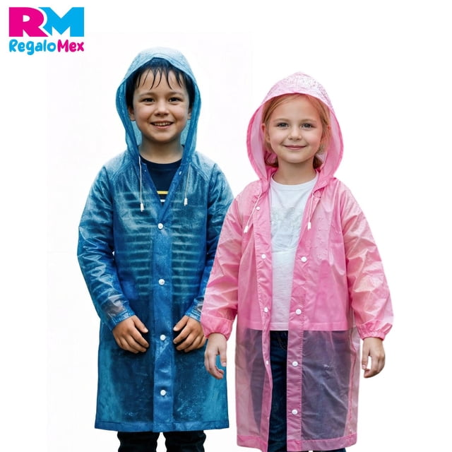 Impermeable Portátil Para Exteriores Poncho Para Niños 90 cm azul Unitalla