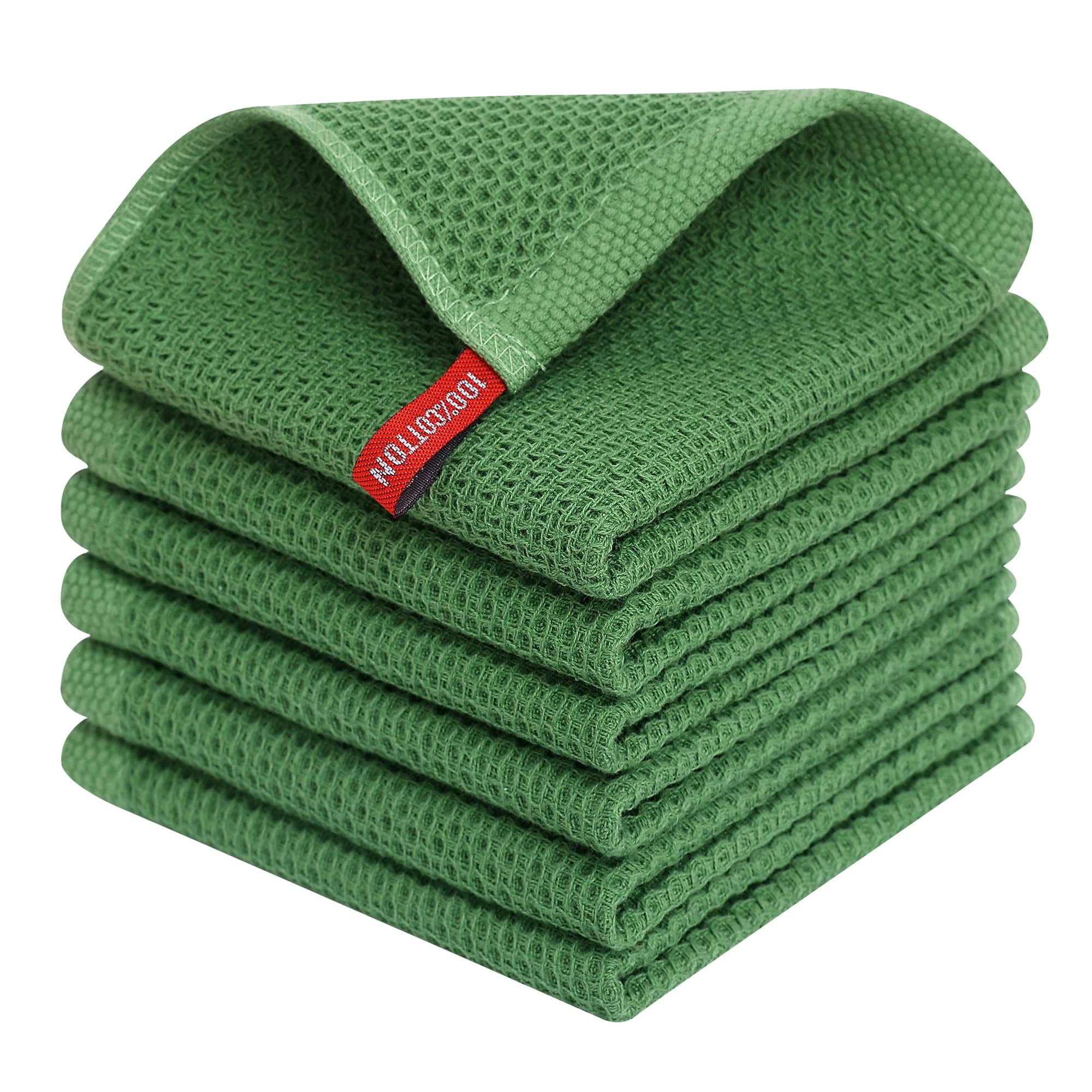 Waffle Weave Kitchen Dish Cloths, 100 Cotton Ultra Soft Absorbent