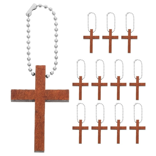 12 llaveros con forma de cruz de madera, elegantes y multifuncionales, ideales para uso diario y regalos