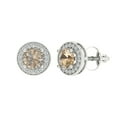 thumbnail image 2 of 1.18Ct Round Cut Halo Studs Yellow Moissanite 14K White Solid Solid Gold Everyday Dainty Earrings Screw Back, 2 of 7