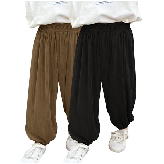 Odeerbi 2-12 Years Toddler Boys Girls 2 PCS Modal Sweatpants Summer Workout Athletic Sports Jogger Pants Breathable Loose Casual Joggers