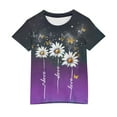 thumbnail image 6 of Spazoro Toddler Girls T-shirts, Casual Crewneck Summer Printed Short Sleeve Tops Tee Purple Size 5 T, 6 of 6