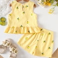 thumbnail image 5 of Xyant Toddler Baby Summer Clothes for Girls 3 6 12 18 24 Months 2T 3T 4T 5T Girls Outfits Short Sleeve Letter T-Shirt Tops + Shorts Outfits Sets (Yellow,12-18 Months), 5 of 7