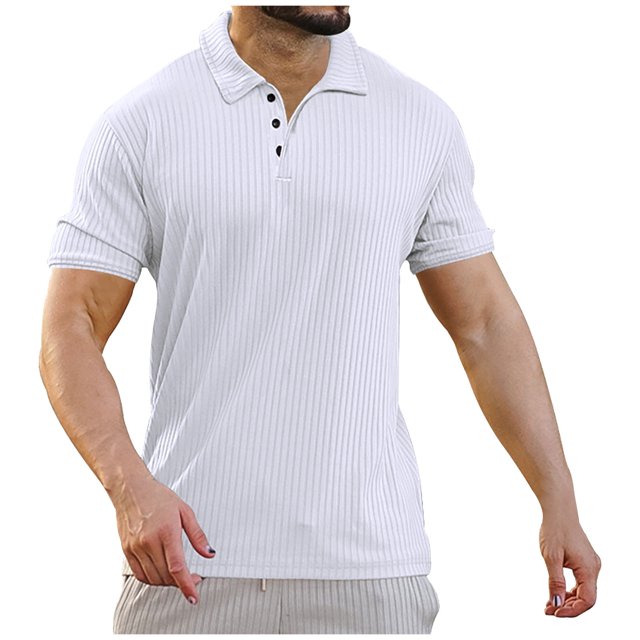 cfhntfmh Men's Muscle Shirts V Neck Slim Fit Ribbed T Shirts Short Sleeve Golf Collar Shirt Ribbed Knit Soft Casual Tee