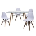 thumbnail image 1 of Set de comedor Cristal Mundo In 120 cm Oslo y 4 sillas Eames Blanco base Nogal Minimalista, 1 of 11