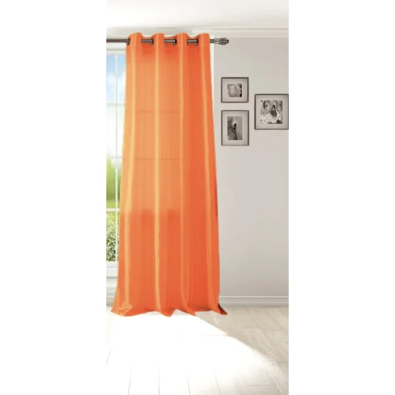 Gorgeous Home Linen 1 Panel Myra Orange Semi-Sheer Faux Silk Antique Grommets Window Curtain 108in Extra Long