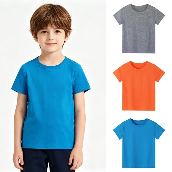 Bigetiay 3 Packs T Shirts for Boys Girls Comfortable Kids Short Sleeve Shirts for Boys Boys Tee Shirts Boy Clothes 6-7 Years