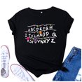 thumbnail image 3 of Hauts d'Été Grande Taille pour Femmes Manches Courtes T-Shirt Imprimé Lettre Alphabet Fruit Décontracté Manches Courtes Col en V T-Shirt Femmes en Liquidation, 3 of 4