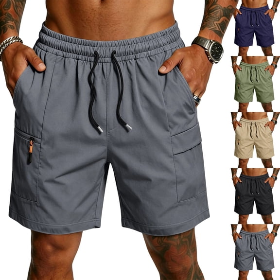 UDAUDU Men's Hiking Cargo Shorts Athletic Stretch Quick Dry Lightweight Shorts for Men Outdoor Fishing Shorts with Pockets Gray XL