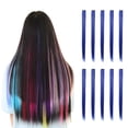 thumbnail image 1 of 22 Inch 10pcs/set Multiple Colors Colored Hair Extensions-Party Highlights Straight Heat Hairpieces-Synthetic Clip on in Hair Extensions (Blue), 1 of 4