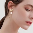 thumbnail image 3 of Latrodar 925 Silvery Pearl Drop Earrings For Women Trendy Gold Dangle Earrings AAA+ Quality Wedding Earrings Jewelry For Brides Up to 30% Off, 3 of 5