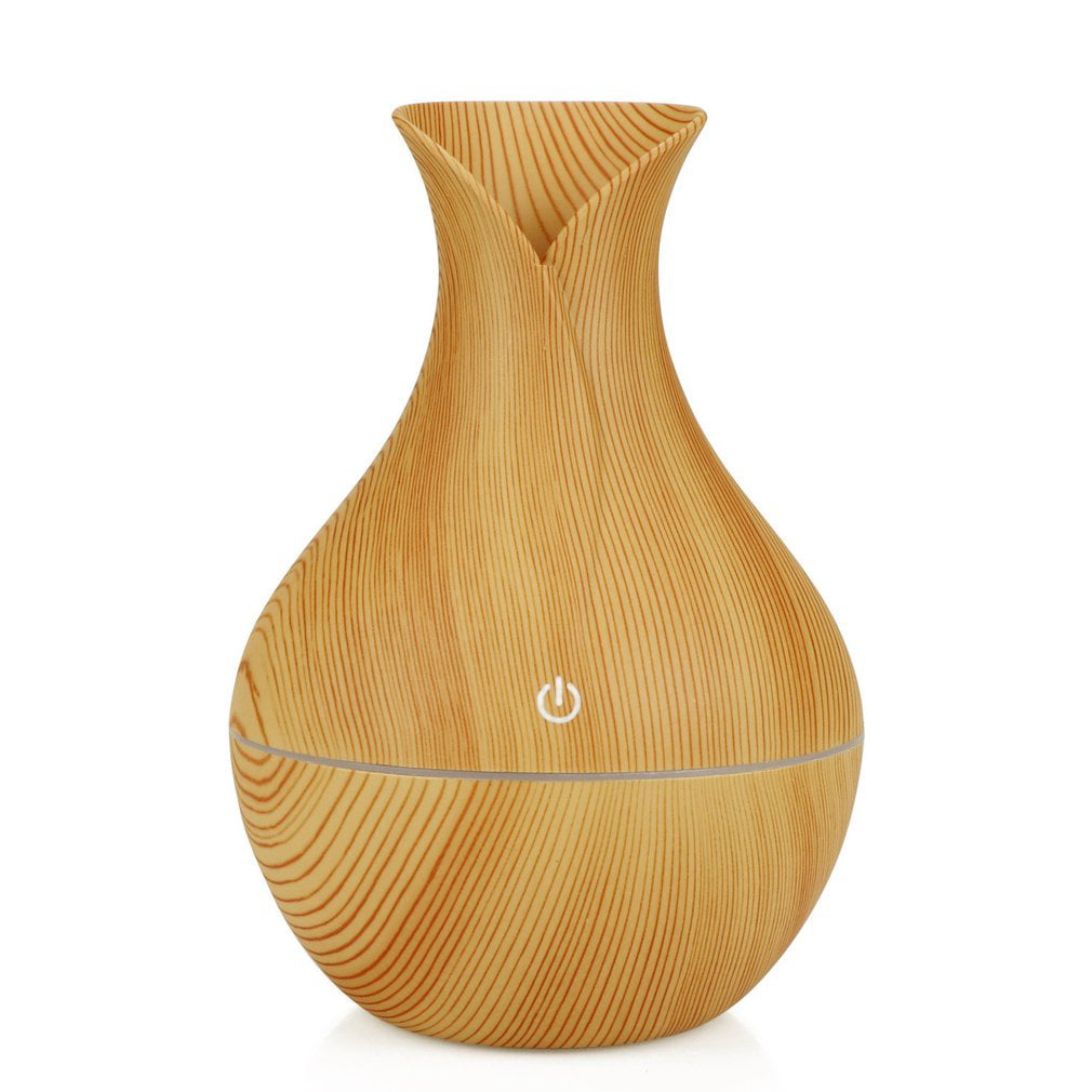 Electric Air Humidifier USB Ultrasonic Aroma Oil Diffuser LED Wood Mist Maker 